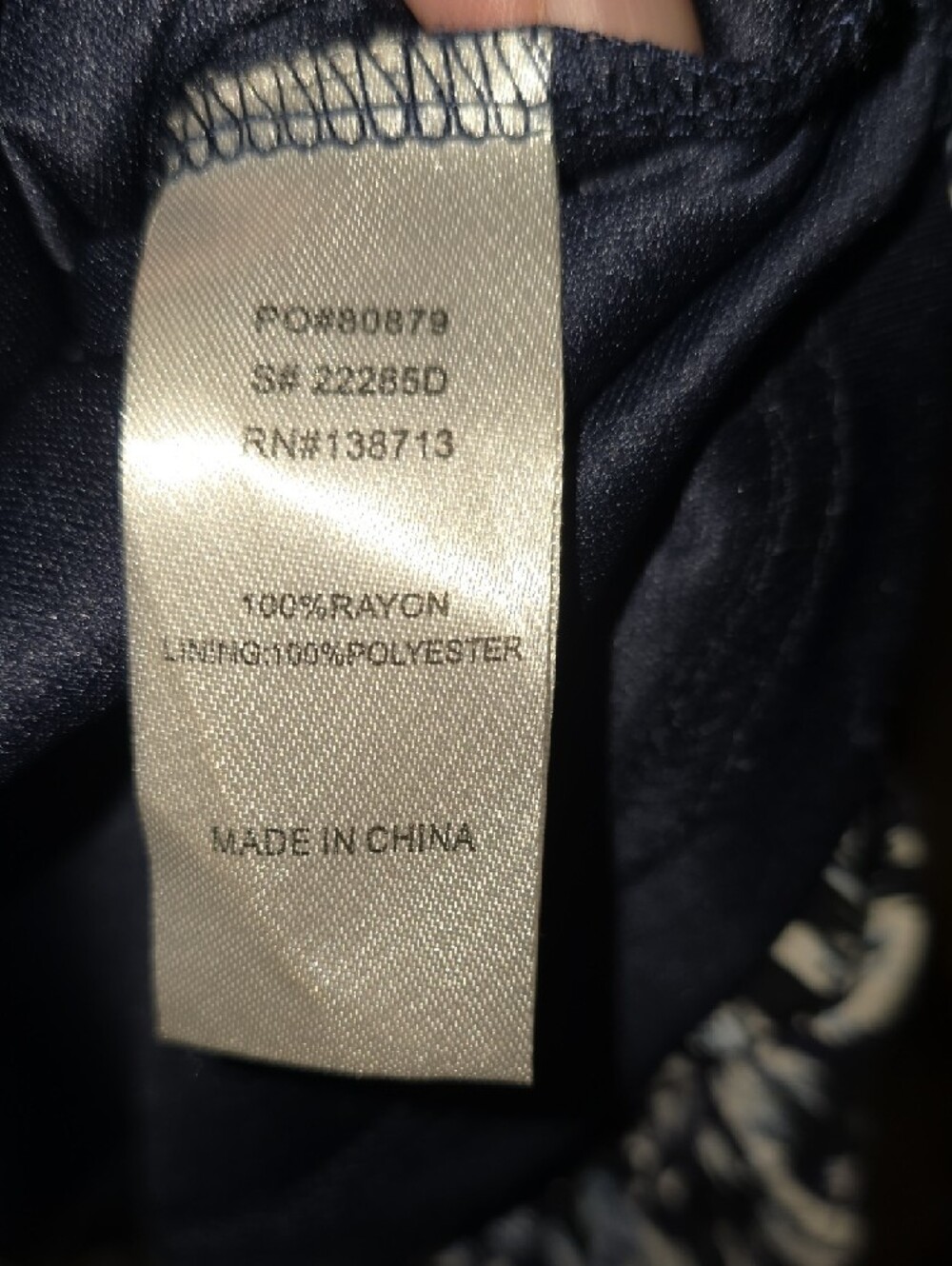 Doe & Rae Navy & White Patterned Neckline Top - Picture 3 of 6